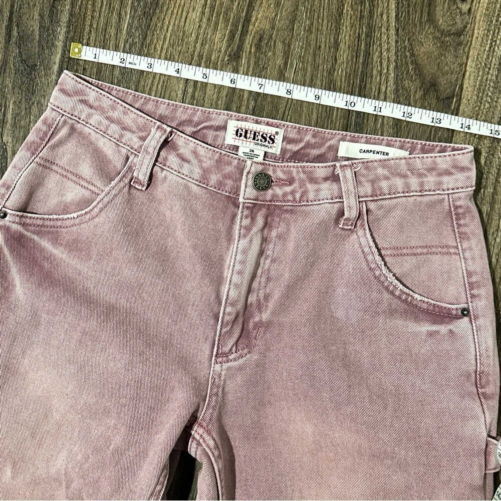 GUESS Originals Mid-Rise Women’s Overdye Slouchy Carpenter Pink Wash Jeans - Picture 12 of 16